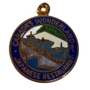 Canadas Wonderland Pendant Japanese Restaurant Souvenir Round Bronze Enamel